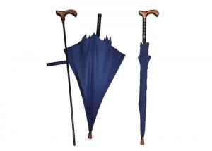 China Adjustable Height Golden Stand Hiking Stick Umbrella , Walking Cane Umbrella For Climbing wholesale
