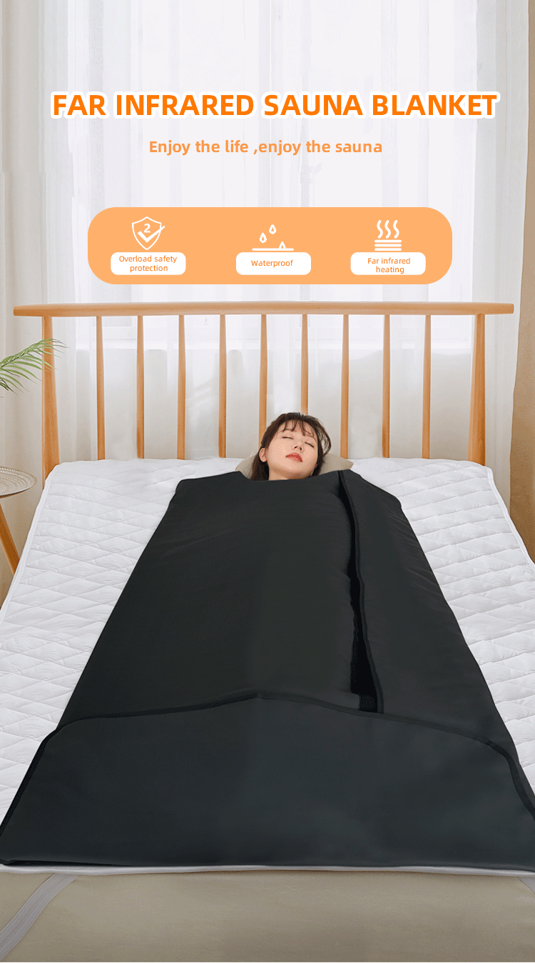 Waterproof Black Ve-lcro Low Emf Infrared Sauna Blankets for Household Beauty Products