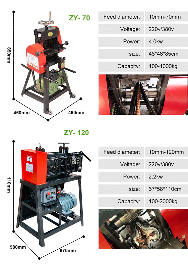 Customized Voltage Waste Communication Cable Stripping Machine 53*43*85cm Scrap Cable
