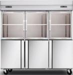 1600L Glass Door Commercial Kitchen Refrigerator , Stainless Steel Kitchen