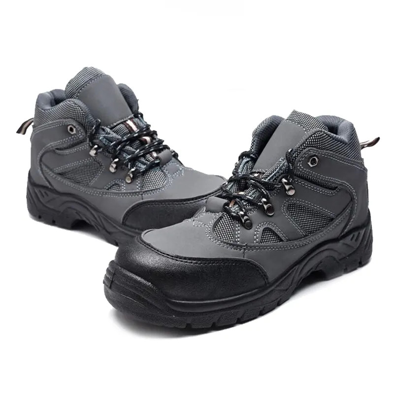 Genuine Leather Grey Shoes S1 / S3 Safety Shoes With Steel Toe And Steel Plate
