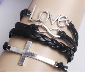 China Multi strands “redeeming love” braided leather bracelets wholesale