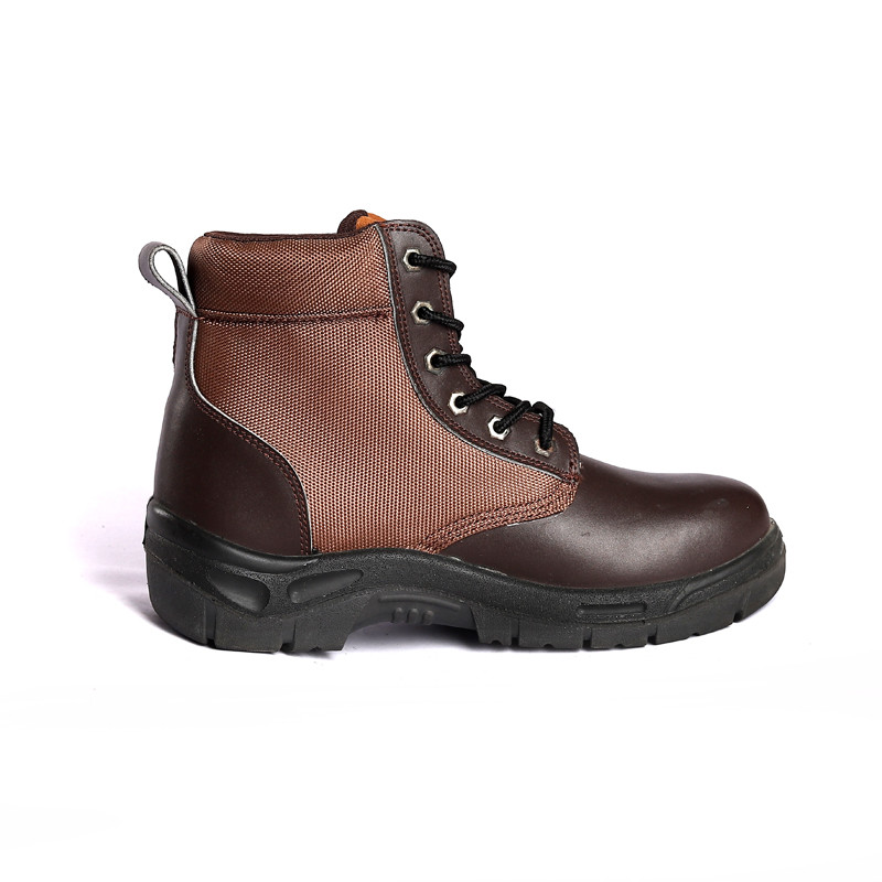 Black Anti Slip Waterproof Safety Footwear Leather Steel Toe Men'S Heavy Industry