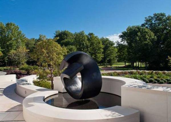 Black Painted Modern Abstract Stainless Steel Outdoor Sculpture Available
