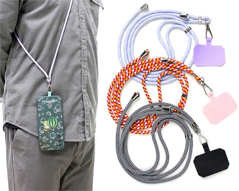 ODM Universal Phone Lanyard Adjustable Nylon Neck Phone Strap With Patch Metal