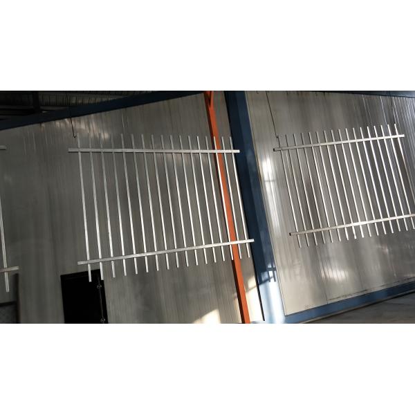 2.1m*2.4m Pressed spear top security Steel fencing with Punched Tube Rails 45mmx45mm x 1.80mm black powder steel fence