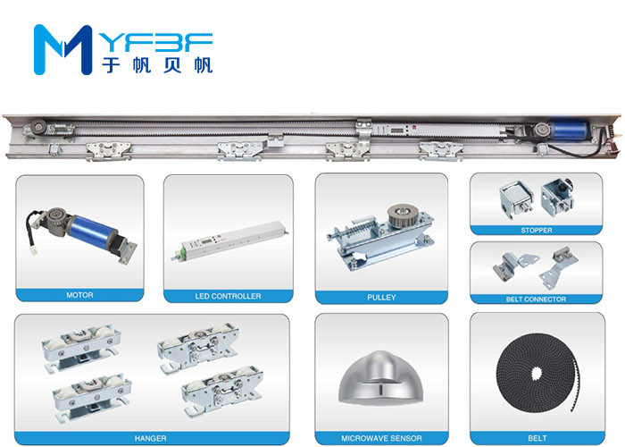 Aluminum Alloy Electric Sliding Door Opener With Brushless Motor Low Noise