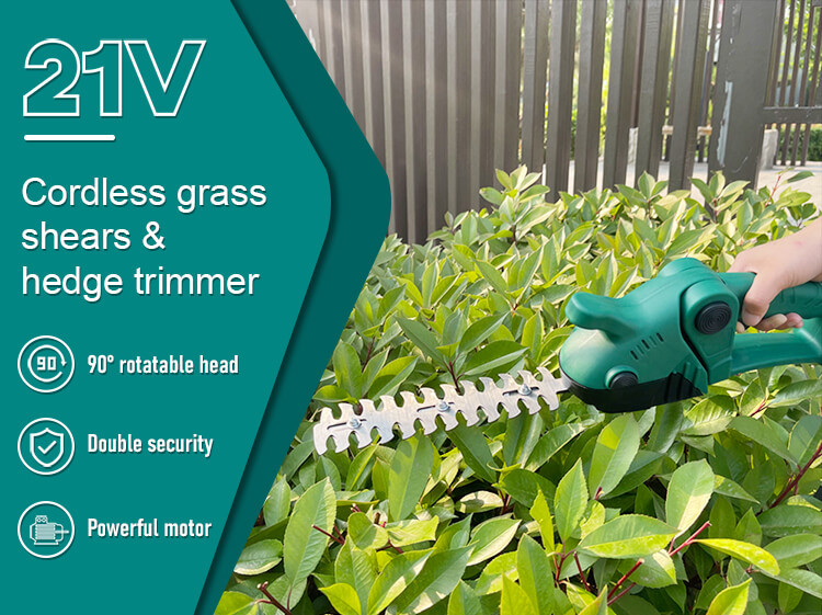 Lightweight Lithium Hedge Trimmer With Detachable Grass Cutting Head Versatile