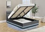 Grey Leather Storage Bed With LED On The Headboard