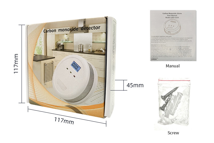 Carbon Monoxide Alarm Detector Replaceable Battery Operated CO Alarm Detector With LCD Display