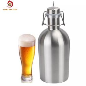 China 1.5L 2L Vacuum Insulated Growlers , Double Wall Swing Top Beer Growler wholesale