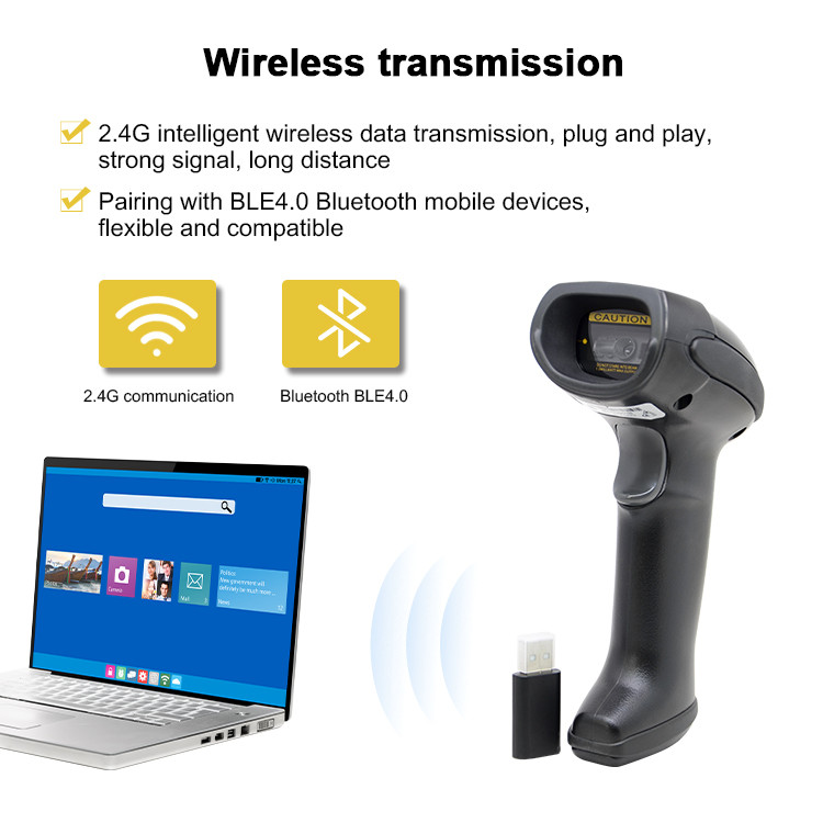 5mil 2D Bluetooth Wireless Barcode Scanner With 2200mAh Battery