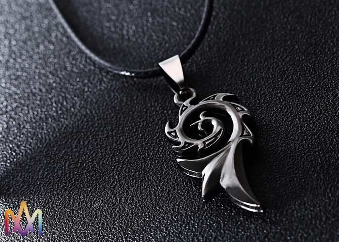 9g Leather Chain Engraved Punk Dragon Flame Necklace