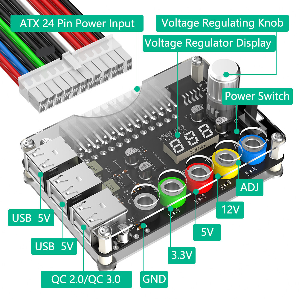 Efficiently Manage Power with ATX Power Supply Breakout Board and Acrylic Case Kit