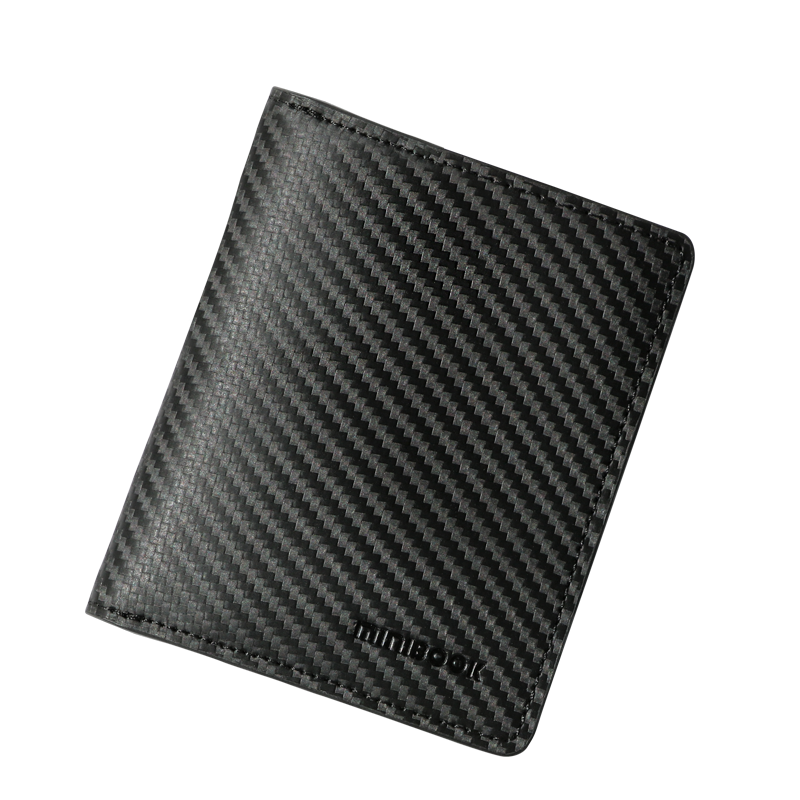 Customized Minibook Men's Wallets with Genuine Leather and Carbon Fiber Material