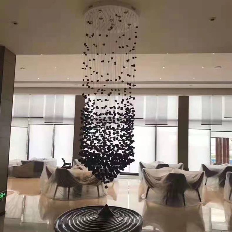 Luxury Stone Crystal Chandelier Large Modern Staircase Led Lighting(WH-NC-92)