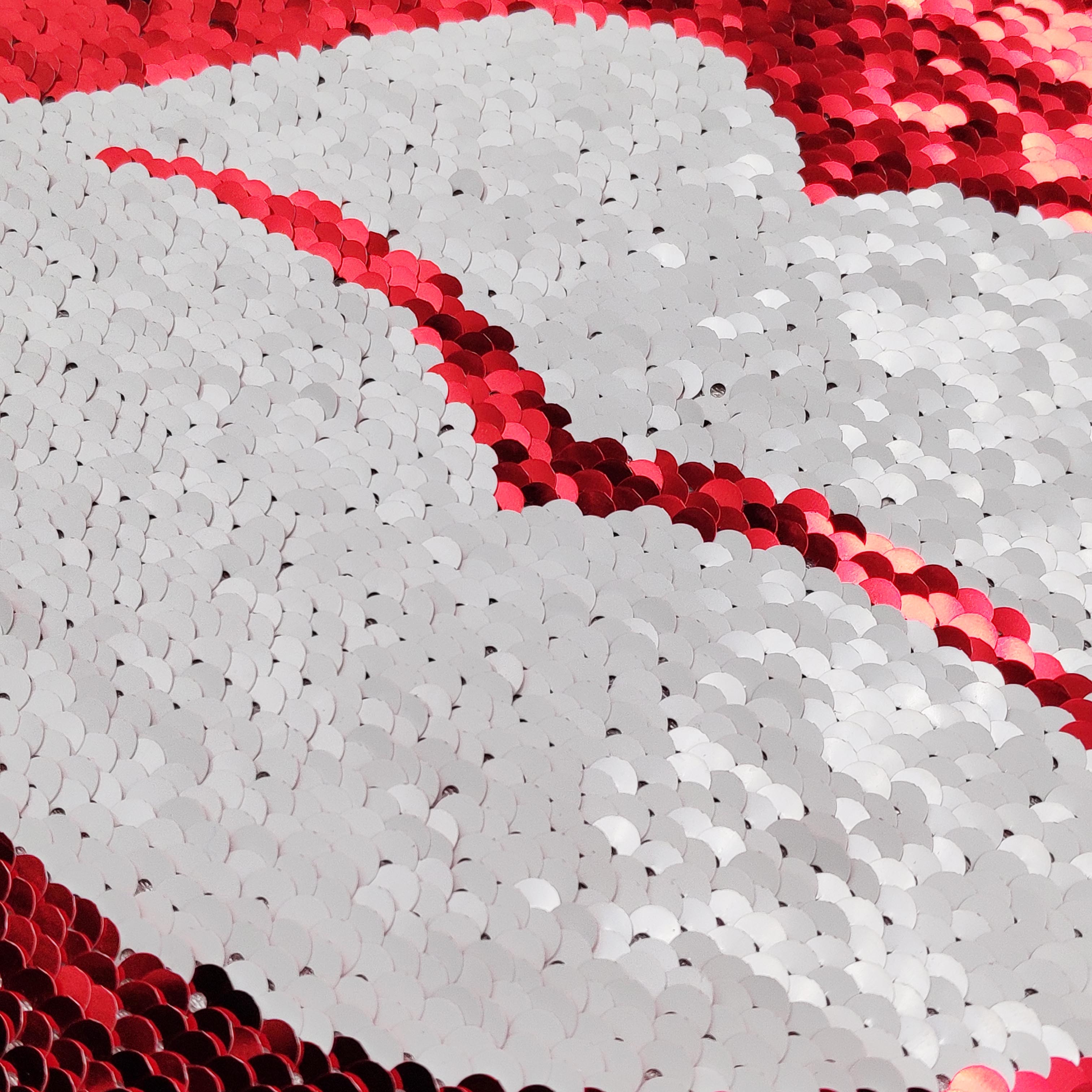 White / Red Reverse Sequin Lip Patch , Double Sided Sequin Sew On Patches