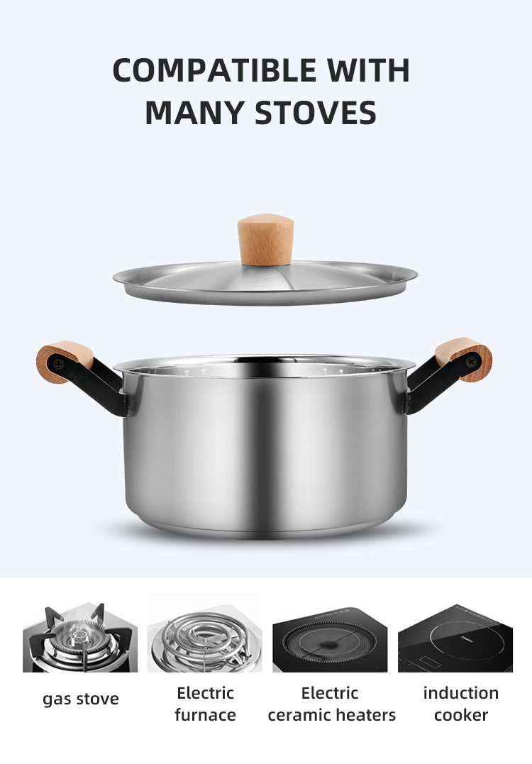 Factory Direct 3 Pieces Cooking Pot Set Kitchen Wares Set Pots And Pans Cookware Sets Cooking With Wooden Handle