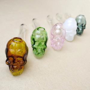 China Skull Pyrex Glass Bubbler Pipe / Oil Burner Bong Pipe Nail Small Size wholesale