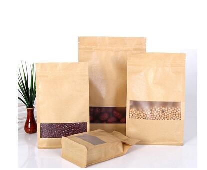 Factory supply doypack pouch stand up kraft paper bags/zipper paper packaging bag