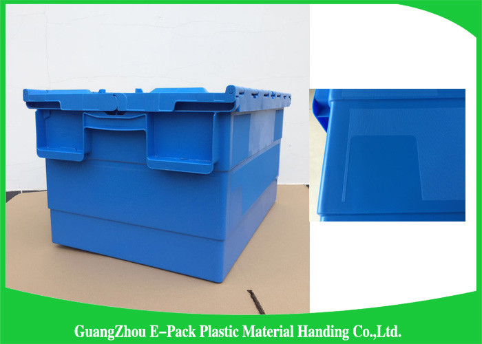 Recyclable 60L Plastic Attached Lid Containers Blue Customized For Agriculture