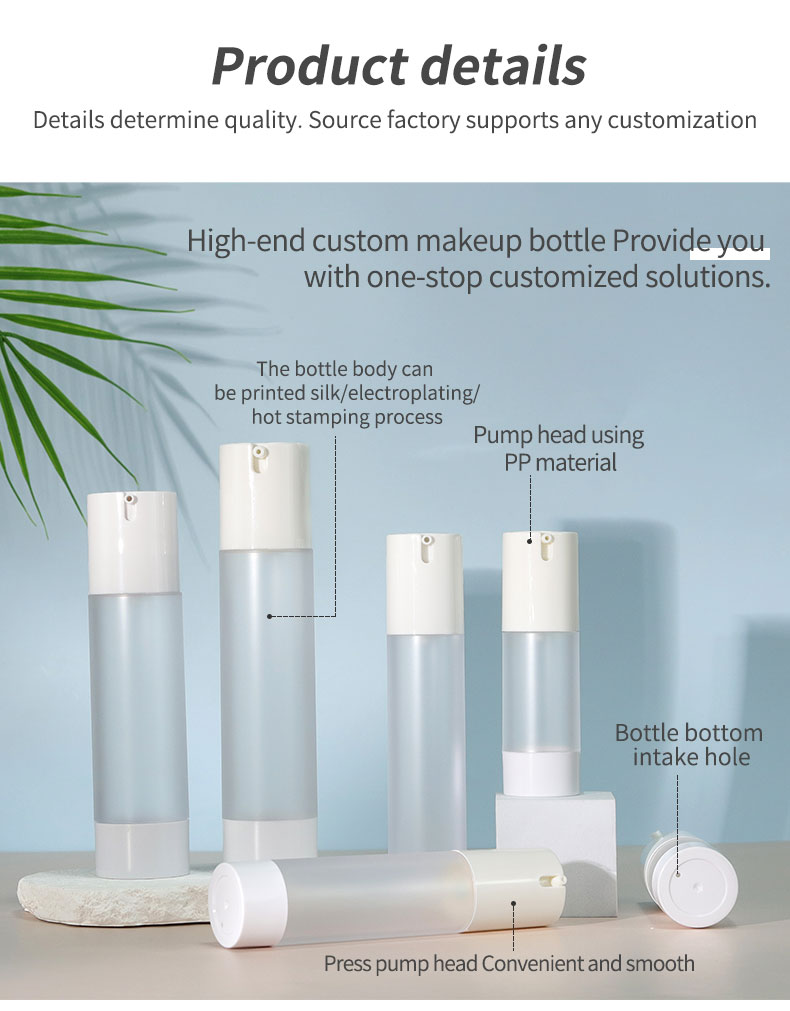 Cosmetic Airless Lotion Pump Bottles 30ml 60ml Plastic Serum Bottles Screen Printing