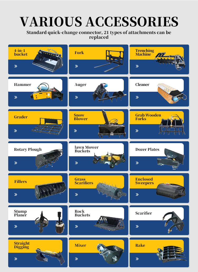 0-6km/h Working Speed Mini Skid Steer Loader with Epa Engine and 1000kg Rated Loading