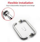 Hotel Bathroom Shower Glass Door Pull Handle Stainless Steel 304 Glass Door