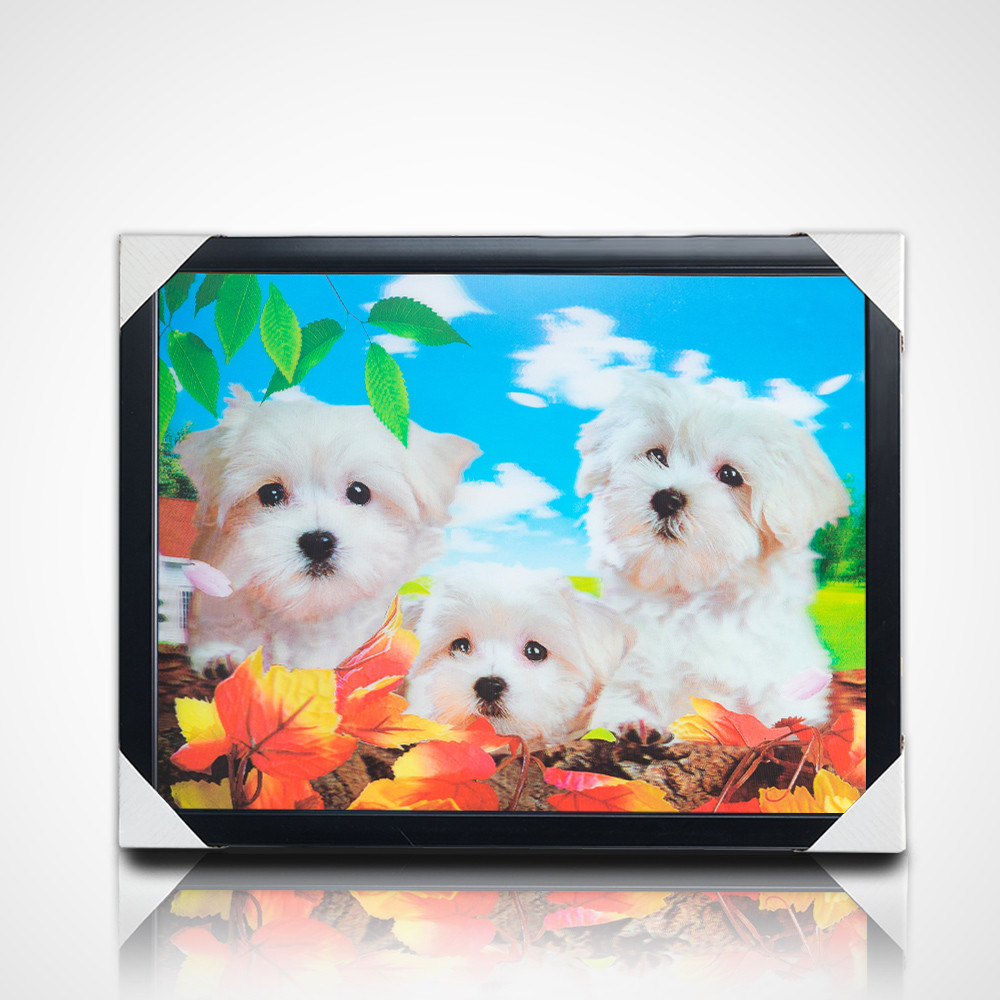 Wholesale Wall Paints PET 40*30cm 3D 5D Lenticular Animals World Picture With Black Frame for Living Room Decoration