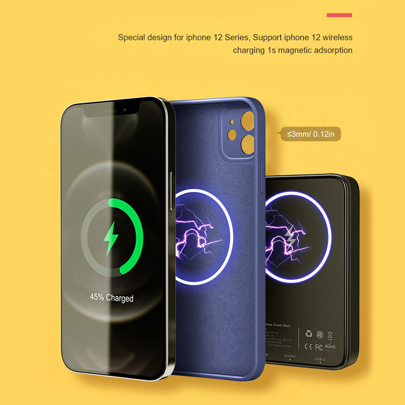 5000mAh Wireless Charger Power Bank Internal Li polymer Battery