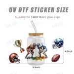 UV DTF Transfer Cup Wrap Stickers For Glass Tumblers Custom Logo Rugby Sports