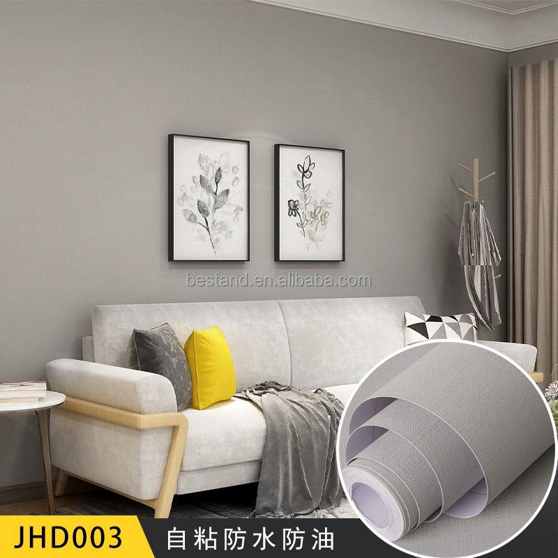 Removable Home Wallpaper in Gray Color Peel Off Sticker Wall Paper with Soundproof Function Roll Size 122cm*50m