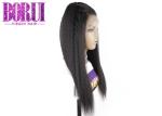 Pre Plucked Yaki Straight Human Hair Wig Kinky Straight Glueless Full Lace Wig
