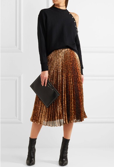 2018 New pleated midi high waisted skirts