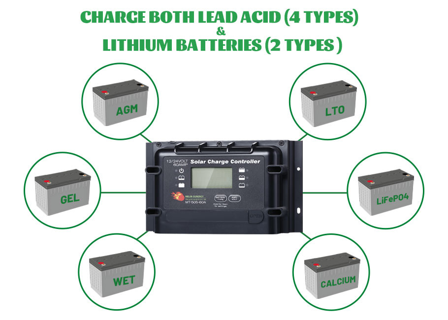 60A PWM Digital Solar Charge Controller 12V 24V With Remote Display