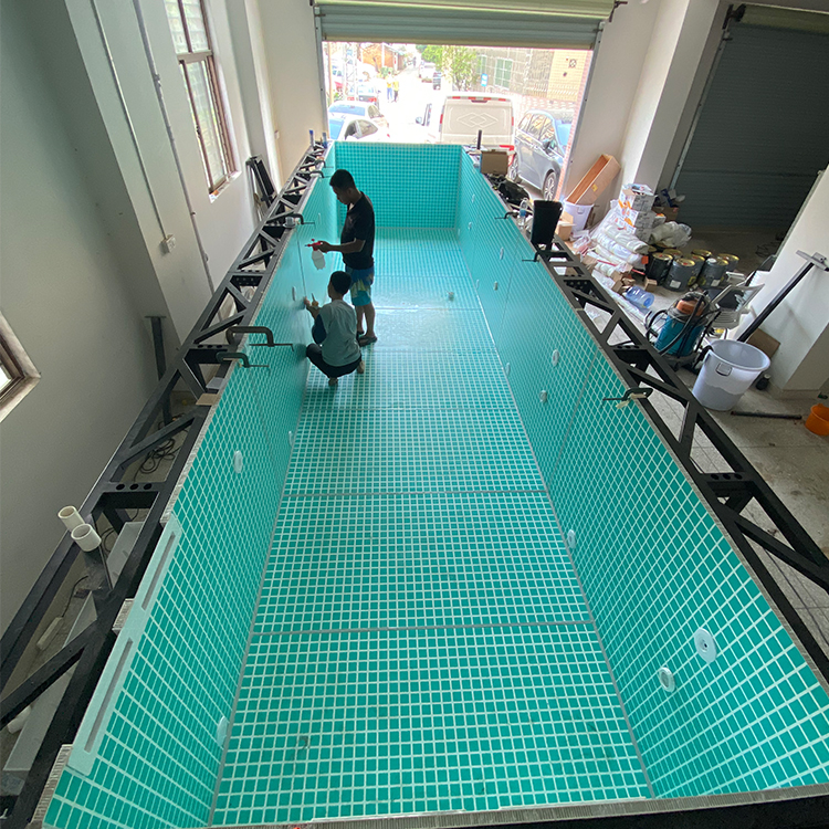 Modular Prefab Luxury Swimming Pool with Acrylic Panel Window and Mosaic Pattern Panels