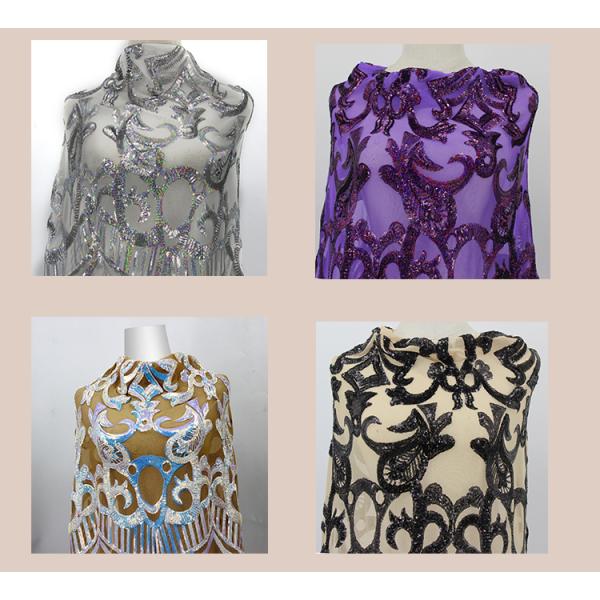 4 Way stretch net sequin design fabric used for garment and dressing