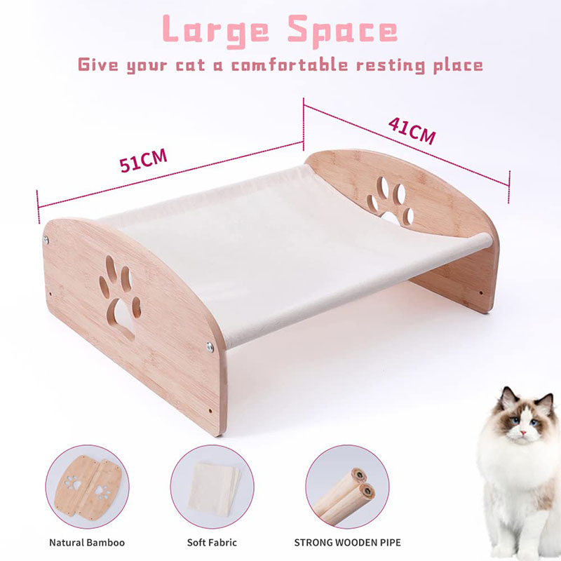 Bamboo Wooden Dog Bed Frame Platform Oxford Cloth ODM
