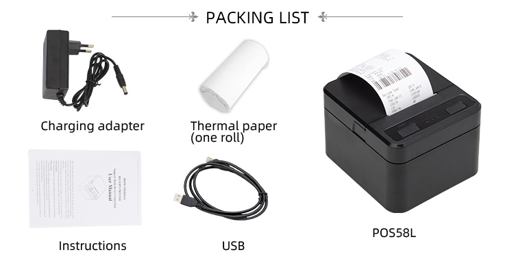 1- 2 Inch Wireless Bluetooth Thermal Printer for Multi-Language Receipts and Barcodes