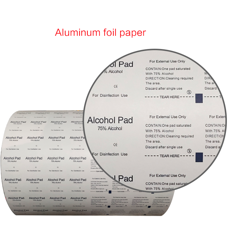 Pharmaceuticals Aluminum Foil Paper for Alcohol Prep Pad Glasses 1-9 Colors