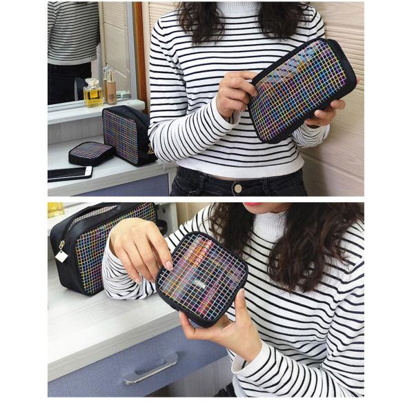 Travel Zipper Washing Mesh Polyester Cosmetic Bag