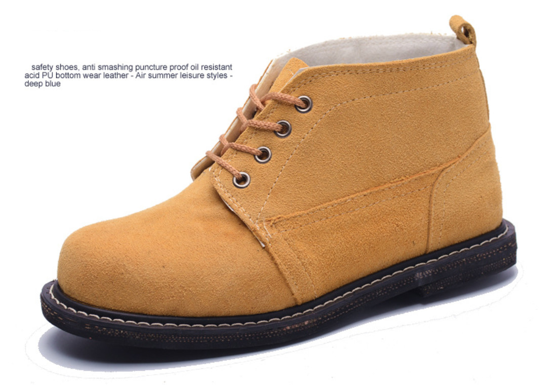 High Top Martin Boots With Tire Bottom Anti-Smashing Steel Toed Suede Leather Welding Safety