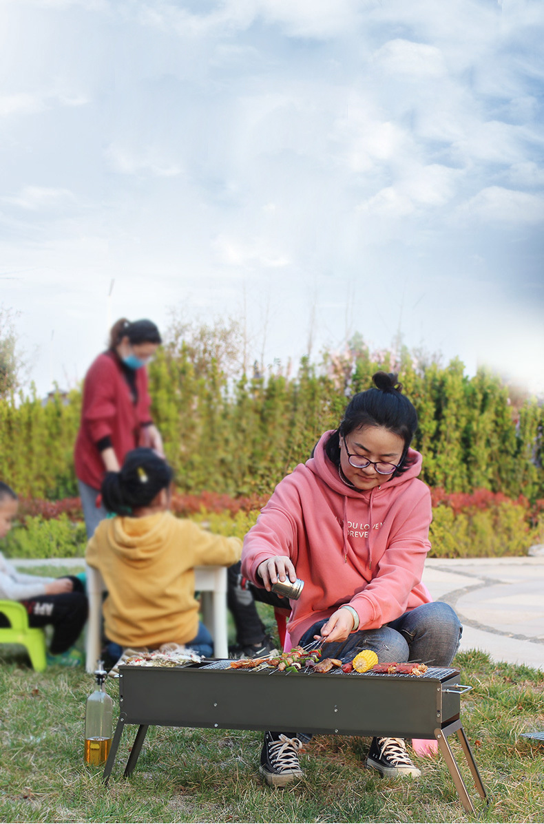 Adjustable BBQ Grill for Outdoor Cooking Barbecue Oven