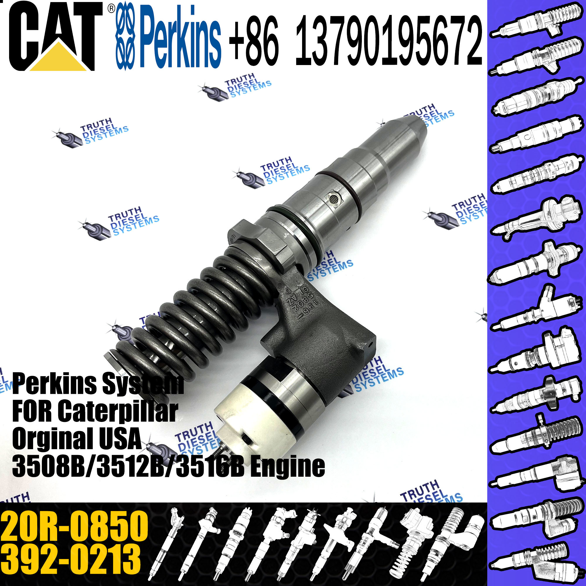 Common Rail Fuel Injector 3920213 20R0850 392-0213 20R-0850 For CAT Caterpillar 3516B 789C 793D