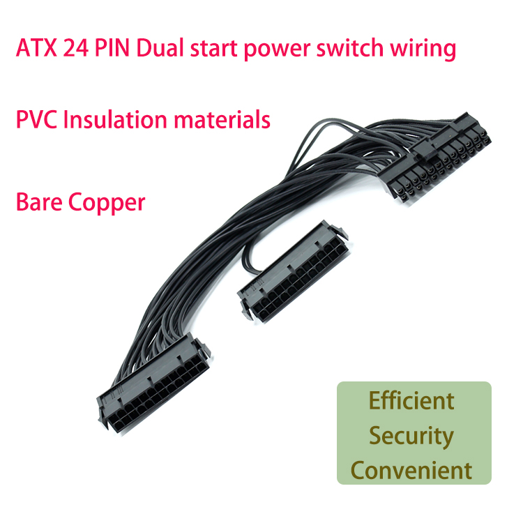 OEM 24 Pin Dual PSU Splitter Cable Wire Harness For Atx Motherboard