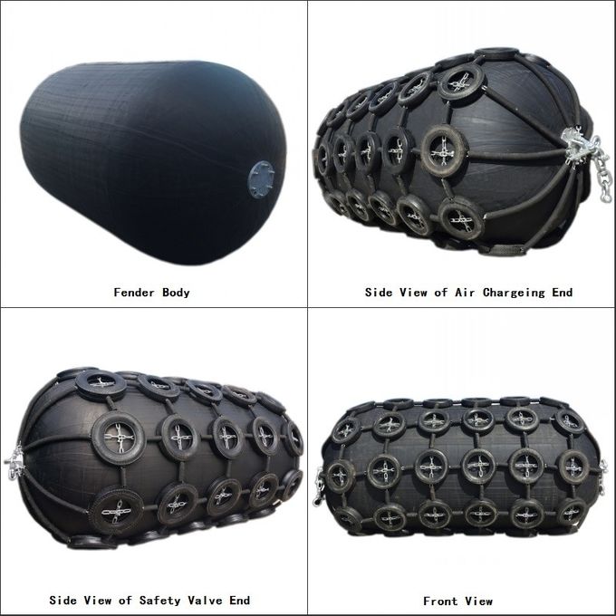 Natural Rubber Boat Mooring Fenders Protective Tyre With Tire Chain