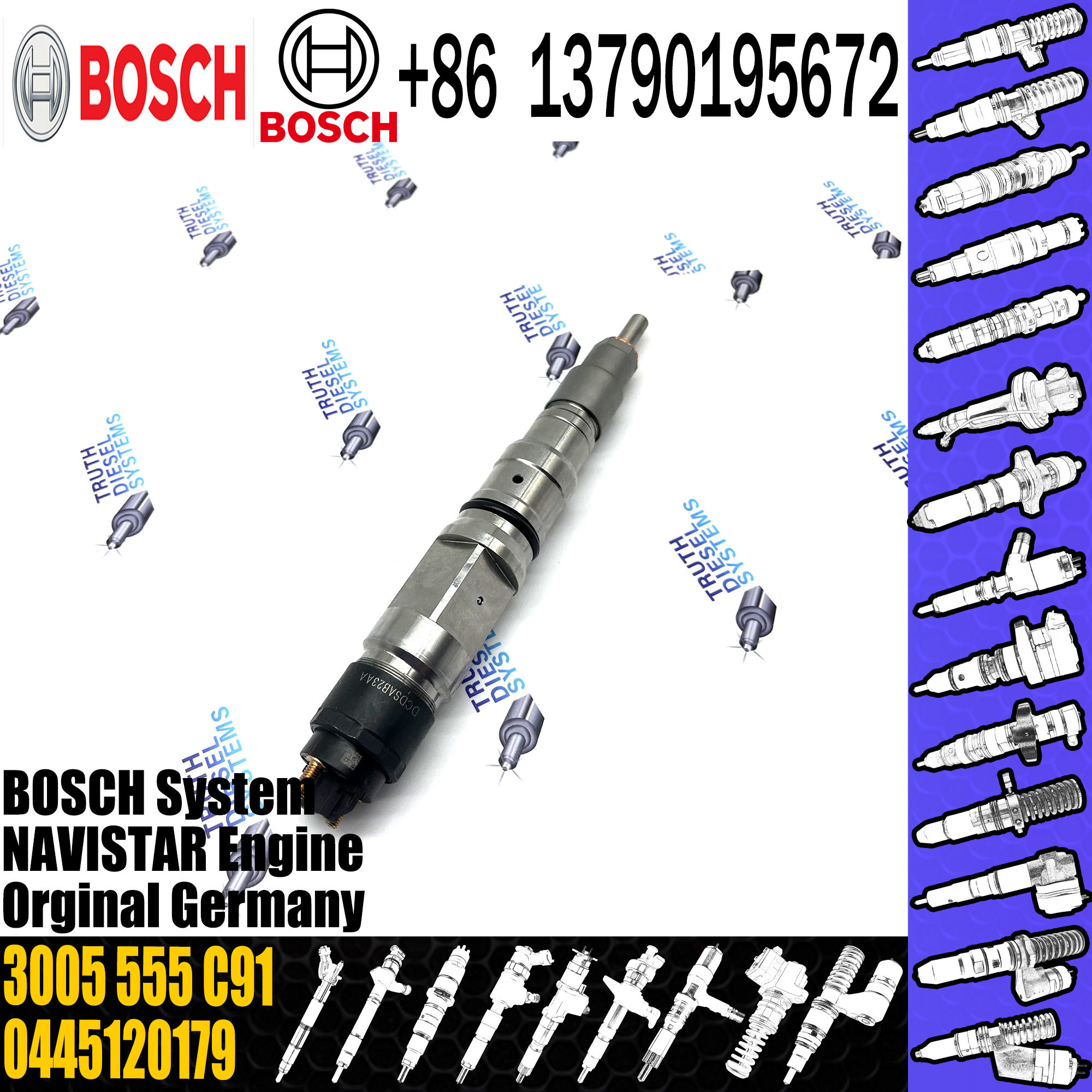 High Quality New Diesel Fuel Injector 0445120179 Common Rail Fuel Injection Nozzle 3005 555 C91 For NAVISTAR