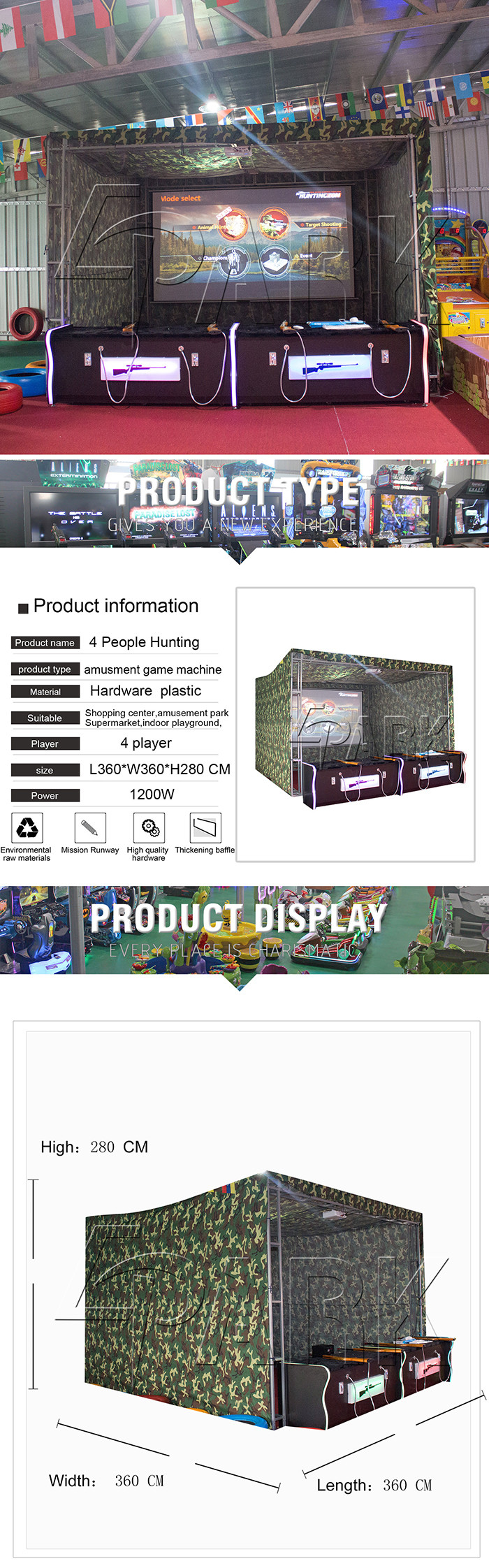 Indoor Virtual Reality Hunting Simulator / FEC Shooting Game Equipment