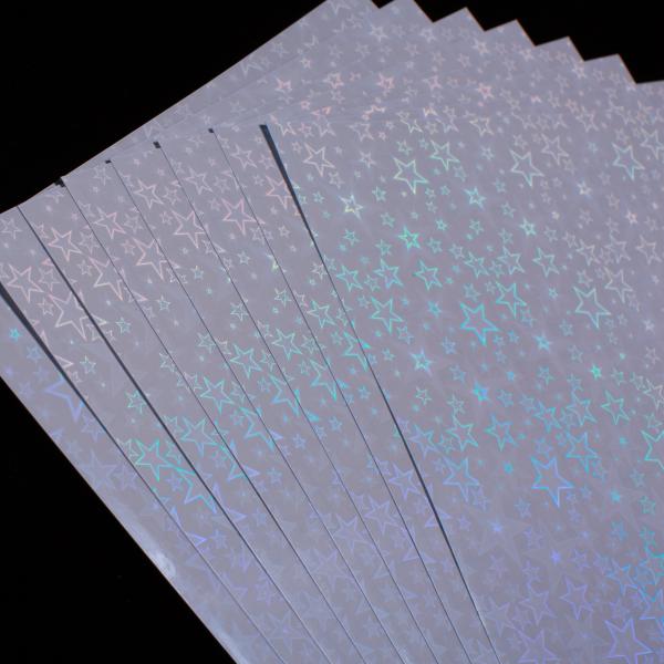 Star Patterns A4 Size Self-adhesive Cold Holographic Lamination Film Waterproof Inkjet Print Ready
