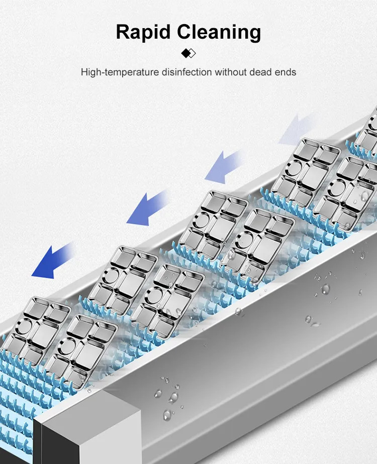 Rinsing Restaurant Dish Washer Commercial Flight Type Disinfection